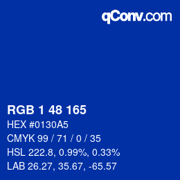 Color code: RGB 1 48 165 | qconv.com
