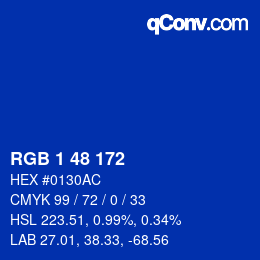 Color code: RGB 1 48 172 | qconv.com