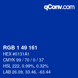 Color code: RGB 1 49 161 | qconv.com