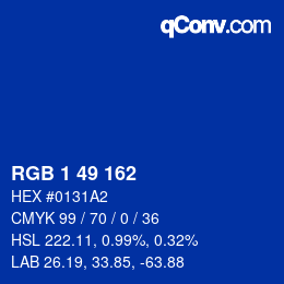 Color code: RGB 1 49 162 | qconv.com