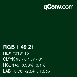 Color code: RGB 1 49 21 | qconv.com