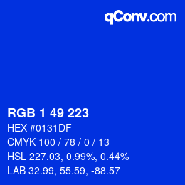 Color code: RGB 1 49 223 | qconv.com