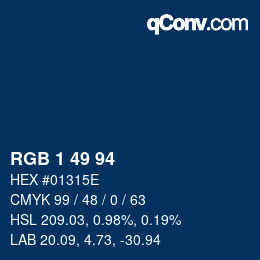 Color code: RGB 1 49 94 | qconv.com