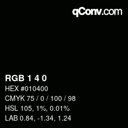 颜色代码: RGB 1 4 0 | qconv.com
