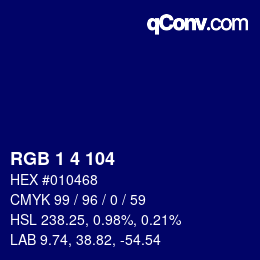 Color code: RGB 1 4 104 | qconv.com