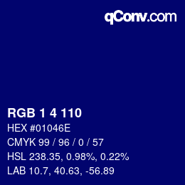 Color code: RGB 1 4 110 | qconv.com