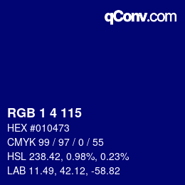 Color code: RGB 1 4 115 | qconv.com