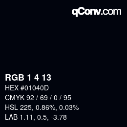 Color code: RGB 1 4 13 | qconv.com