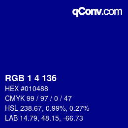 Color code: RGB 1 4 136 | qconv.com