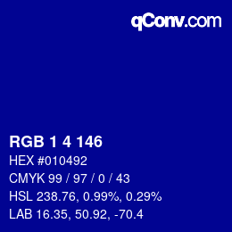 Color code: RGB 1 4 146 | qconv.com