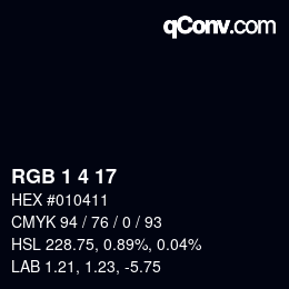 Farbcode: RGB 1 4 17 | qconv.com