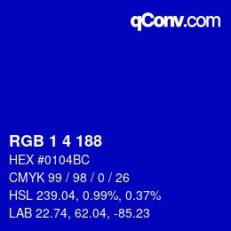Color code: RGB 1 4 188 | qconv.com