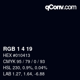 Color code: RGB 1 4 19 | qconv.com