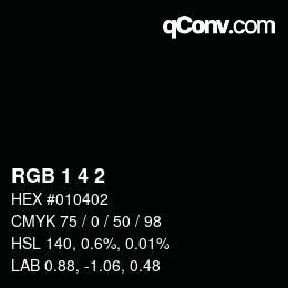 カラーコード: RGB 1 4 2 | qconv.com