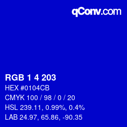 カラーコード: RGB 1 4 203 | qconv.com
