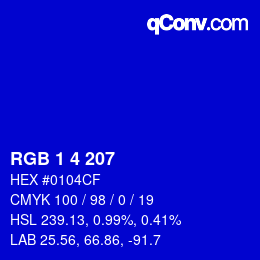 Color code: RGB 1 4 207 | qconv.com