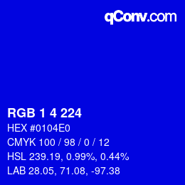 Color code: RGB 1 4 224 | qconv.com