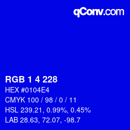 Color code: RGB 1 4 228 | qconv.com