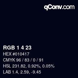 Color code: RGB 1 4 23 | qconv.com