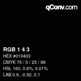 カラーコード: RGB 1 4 3 | qconv.com