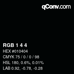 カラーコード: RGB 1 4 4 | qconv.com