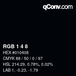 カラーコード: RGB 1 4 8 | qconv.com