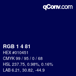 Color code: RGB 1 4 81 | qconv.com