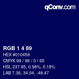 カラーコード: RGB 1 4 89 | qconv.com