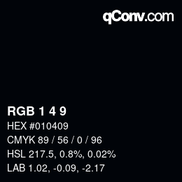 カラーコード: RGB 1 4 9 | qconv.com