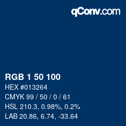 Color code: RGB 1 50 100 | qconv.com