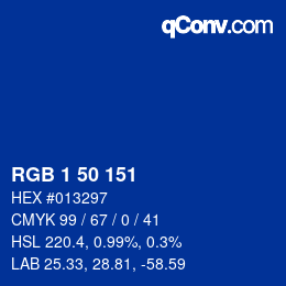 Color code: RGB 1 50 151 | qconv.com