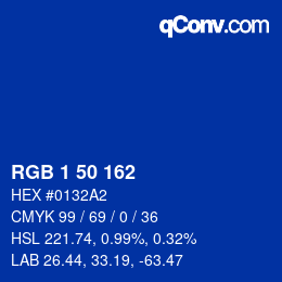 Color code: RGB 1 50 162 | qconv.com