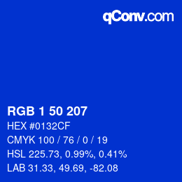 Color code: RGB 1 50 207 | qconv.com