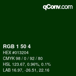 Color code: RGB 1 50 4 | qconv.com