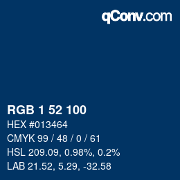 Color code: RGB 1 52 100 | qconv.com