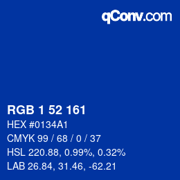 Color code: RGB 1 52 161 | qconv.com