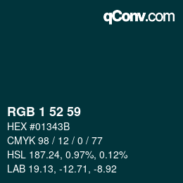 Color code: RGB 1 52 59 | qconv.com