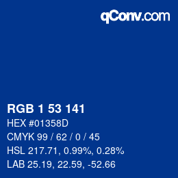 Color code: RGB 1 53 141 | qconv.com