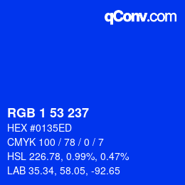 Color code: RGB 1 53 237 | qconv.com