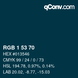カラーコード: RGB 1 53 70 | qconv.com