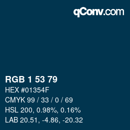 Color code: RGB 1 53 79 | qconv.com