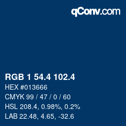 カラーコード: RGB 1 54.4 102.4 | qconv.com