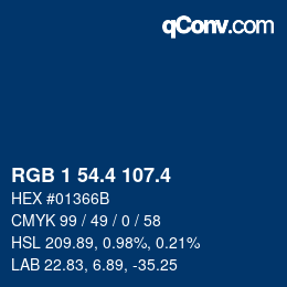 カラーコード: RGB 1 54.4 107.4 | qconv.com