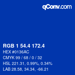 カラーコード: RGB 1 54.4 172.4 | qconv.com