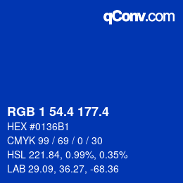 カラーコード: RGB 1 54.4 177.4 | qconv.com