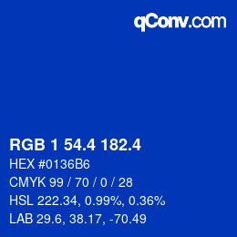 カラーコード: RGB 1 54.4 182.4 | qconv.com