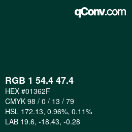 カラーコード: RGB 1 54.4 47.4 | qconv.com