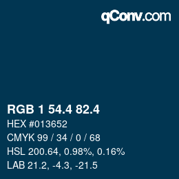 カラーコード: RGB 1 54.4 82.4 | qconv.com