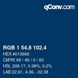 カラーコード: RGB 1 54.8 102.4 | qconv.com