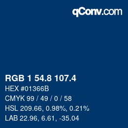 カラーコード: RGB 1 54.8 107.4 | qconv.com